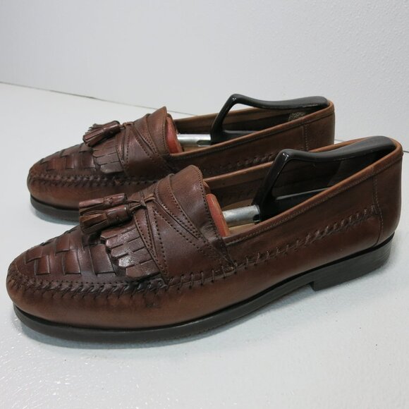 Giorgio Brutini Oil Tanned Leather Weaved Footwear Men\'s Dress Shoes Size 10.5 M